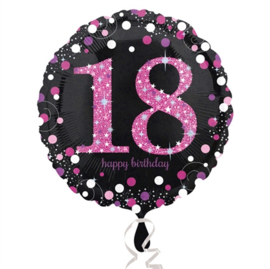 Folieballon 18 Birthday sparkling celeb. pink