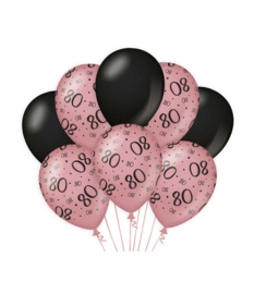 Ballonnen rosé/zwart - 80 (8st.)