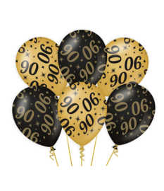 Ballonnen zwart/goud 90 (6 st.)