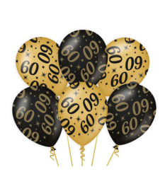 Ballonnen zwart/goud 60 (6 st.)