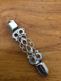 Vest clip zilverkl mooie bewerkt rechthoek 12 cm lang