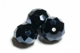 39303 Kristallen rondel Zwart Hematite Jet