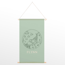 GEPERSONALISEERDE TEXTIELPOSTER OF SCHOOLPLAAT ILLUSTRATIE 'FLYNN'