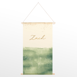 GEPERSONALISEERDE TEXTIELPOSTER WATERCOLOR GROEN 'ZACK'