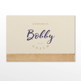 GEBOORTEKAARTJE VINTAGE VEZELPAPIER JONGEN 'BOBBY'