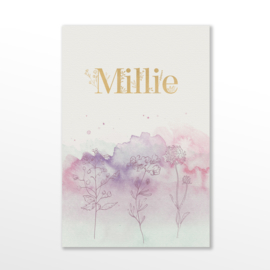 GEBOORTEKAARTJE WATERCOLOR MEISJE 'MILLIE'