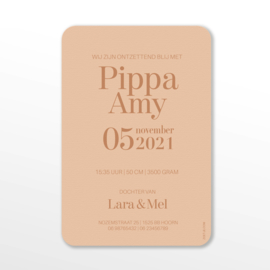 GEBOORTEKAARTJE MINIMALISTISCH 'PIPPA'