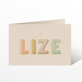 GEBOORTEKAARTJE TYPOGRAFIE MEISJE 'LIZE'