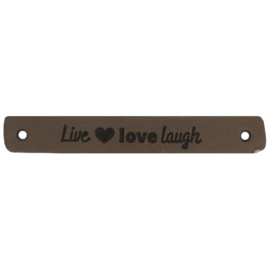 Durable leren aannaaibandje 7x1 cm - Live Love Laugh per 2 stuks
