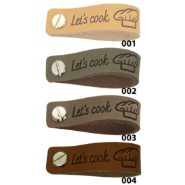 Durable Leren labels met schroefsluiting van 12 x1,5 cm - Let's cook label per 2 stuks