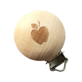 Houten speenclip houtkleurig blank met appel