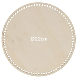 Houten tasbodem rond geperforeerd 22cm