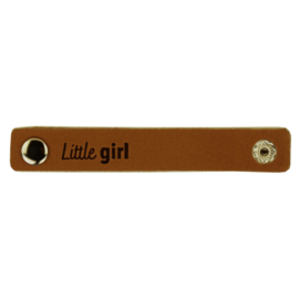 Durable leren label bandje met drukknoop van 10 x 1,5 cm - Little girl per 2 stuks