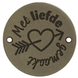 Durable Leren labels rond 3,5cm -Met liefde gemaakt per 2 stuks
