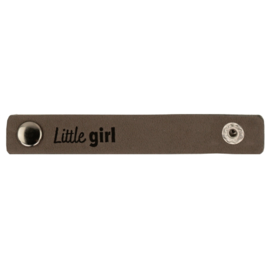 Durable leren label bandje met drukknoop van 10 x 1,5 cm - Little girl per 2 stuks