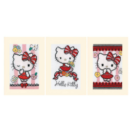 Wenskaart Hello Kitty Flowert Cuteness set van 3