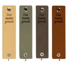 Durable Rechthoekige leren labels met drukknoop van 12 x 3 cm - Door Tante gemaakt per 2 stuks