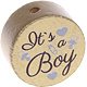 Houten kraal ''It's a Boy'' goud ''babyproof''