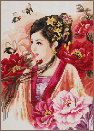 LanArte Diamond Painting kit Asian lady in pink