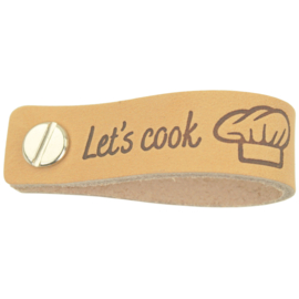 Durable Leren labels met schroefsluiting van 12 x1,5 cm - Let's cook label per 2 stuks