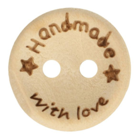 Houten knoop met ★Handmade ★with Love 20mm