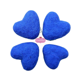 Vilten hartje van 3cm -Koningsblauw