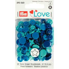 Kamsnaps Prym Love Color ster 12,4mm donkerblauw, cobalt en zeegroen