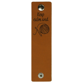 Durable Rechthoekige leren labels met drukknoop van 12 x 3 cm - Keep Calm and Crochet per 2 stuks