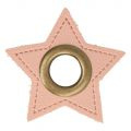 Nestel op roze Skai-Leer 11mm brons ster