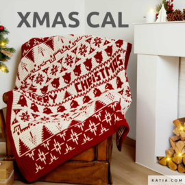 X-mas Cal mozaïek gehaakte kerst winter deken - rood/wit