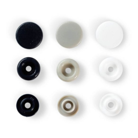 Color snaps -  Prym Love color rond 12,4mm wit, zwart en grijs