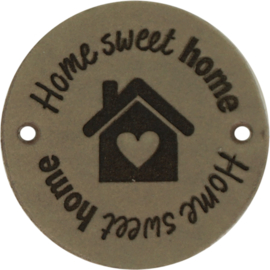 Durable Leren labels rond 3,5cm -Home Sweet Home per 2 stuks