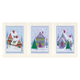 Wenskaart Winterhuisjes set van 3