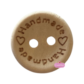 Houten knoop met tekst ♡Handmade♡ 15mm