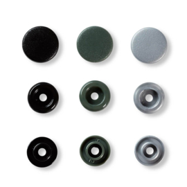 Kamsnaps Prym Love color rond 12,4mm zilver, antraciet en zwart