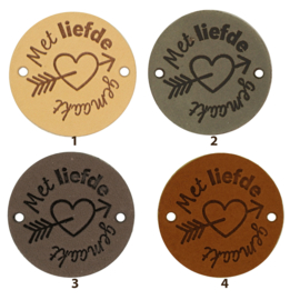 Durable Leren labels rond 3,5cm -Met liefde gemaakt per 2 stuks