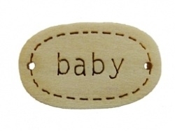 Houten labeltje met inscriptie Baby 11x17mm
