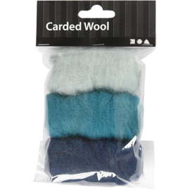 Gekaarde wol - Blauw Harmonie naaldvilt