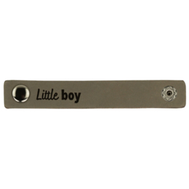 Durable leren label bandje met drukknoop van 10 x 1,5 cm - Little boy per 2 stuks