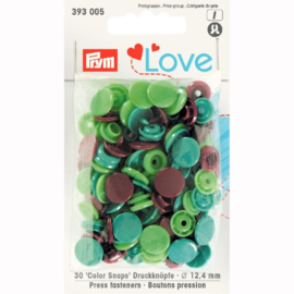 Color snaps -  Prym Love color rond 12,4mm bruin, groen en zeegroen