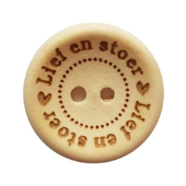 Durable houten knopen: ♥ Lief en stoer ♥ 20mm -4 stuks-