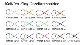 KnitPro Zing Rondbreinaald 4,5 mm 40cm