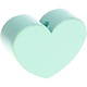 Houten kraal Mini-hart mint effen ''babyproof''