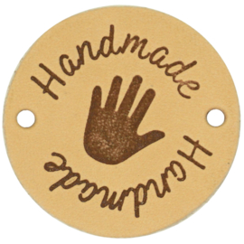 Durable Leren labels rond 3,5cm - Handmade per 2 stuks