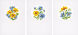 Bloemen telpatroon aida set van 3 kaarten