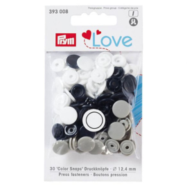 Color snaps -  Prym Love color rond 12,4mm wit, zwart en grijs