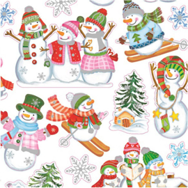 Velletje stickers , Skieende Sneeuwpoppen