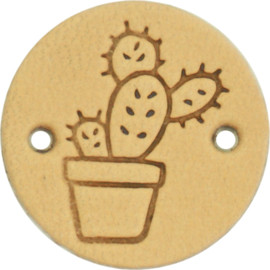 Durable Leren labels rond 2cm - Cactus per 2 stuks