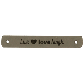 Durable leren aannaaibandje 7x1 cm - Live Love Laugh per 2 stuks