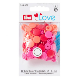 Color snaps -  Prym Love color rond 12,4mm rood, roze en coral